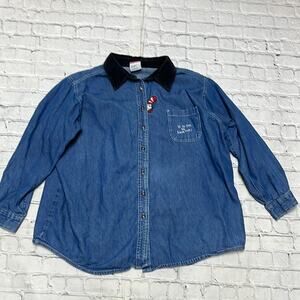 Vintage Dr. Seuss Courduroy Collar Button Down Top 22W